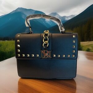 Badgley Mischka Black Crossbody Bag with Gold Accents